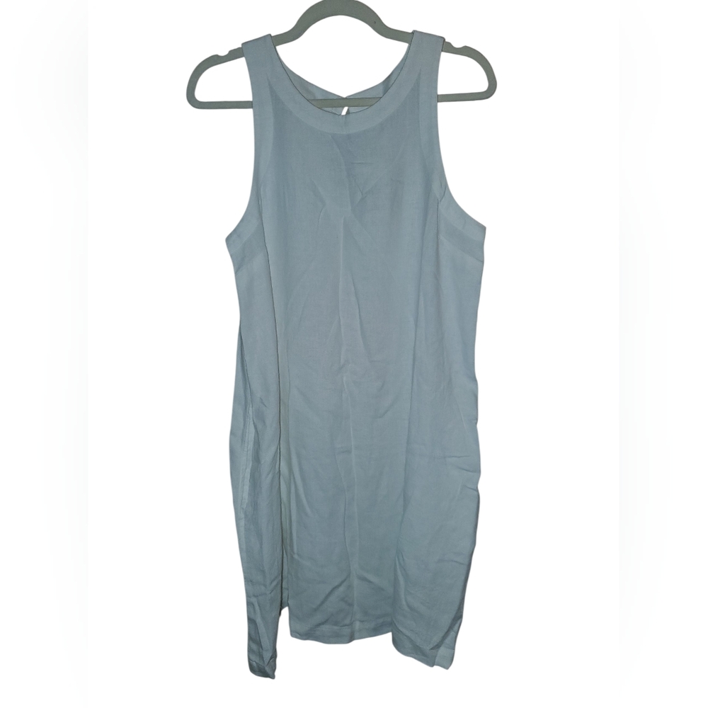 A NEW DAY White Linen/Rayon Sleeveless Women's Dress with Pockets NWT